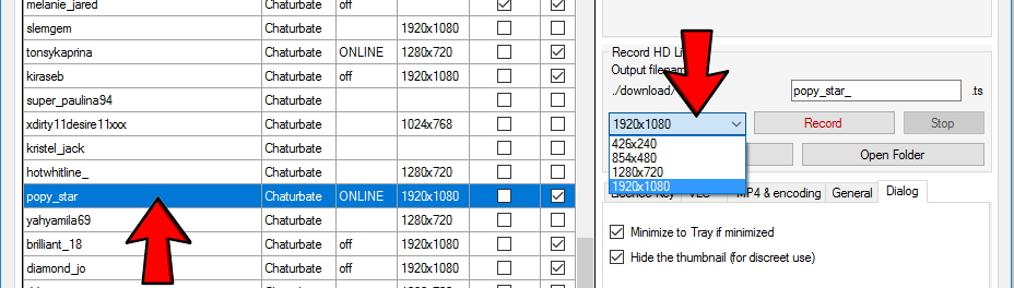 moniturbate select output video size