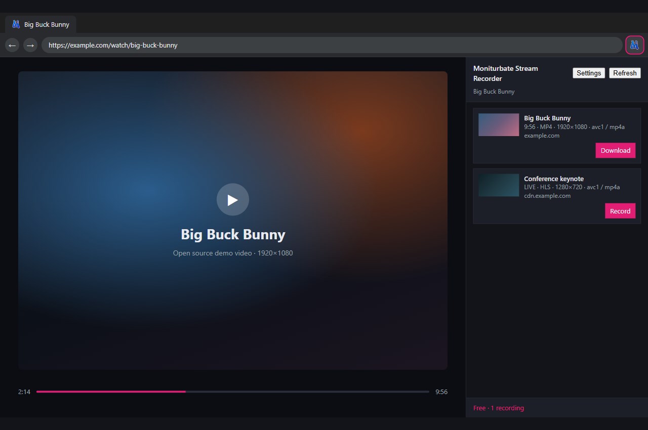 Moniturbate Stream Recorder Chrome extension